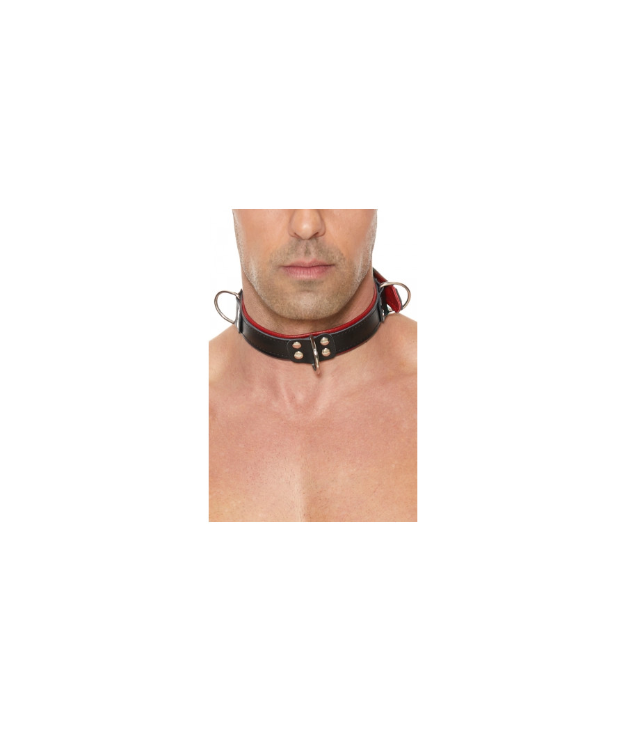 Collier Bondage Deluxe rouge et noir - Ouch!
