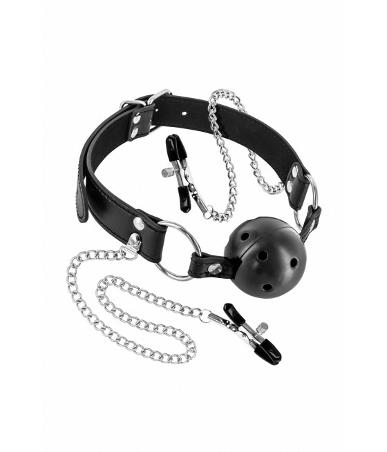 Baillon boule rigide et pinces à seins