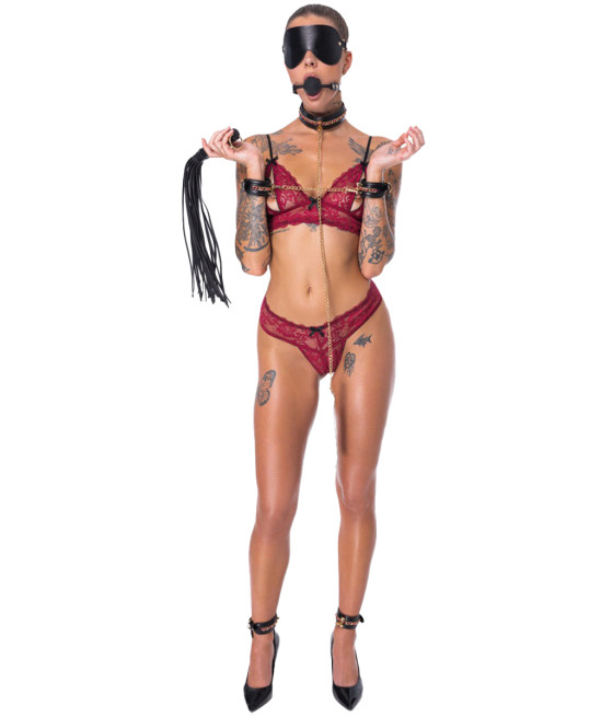 Ensemble 7 pièces Fetish SM noir -  Bad Kitty