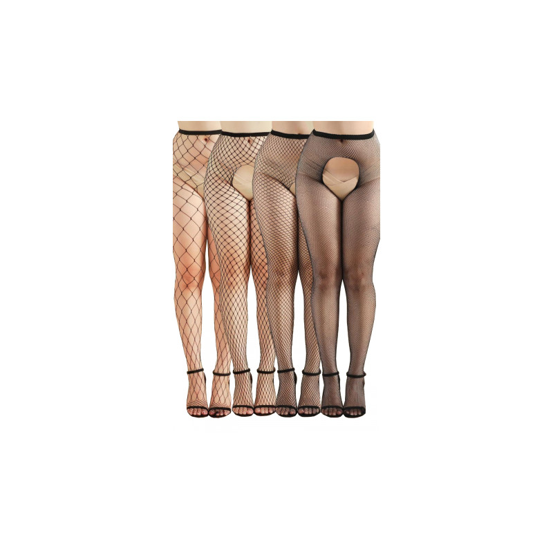 Pack 4 collants ouverts résille