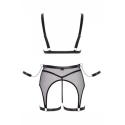 Ensemble Fetish noir en dentelle - Cotelli Bondage