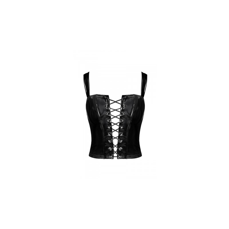 Corset en vinyle Dominae F379 - Noir Handmade