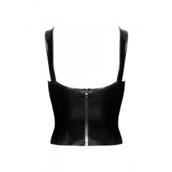 Corset en vinyle Dominae F379 - Noir Handmade