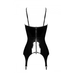 Corset porte-jarretelle vinyle Dominae F381 - Noir Handmade