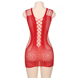Robe rouge moulante ajourée filet Paris Hollywood