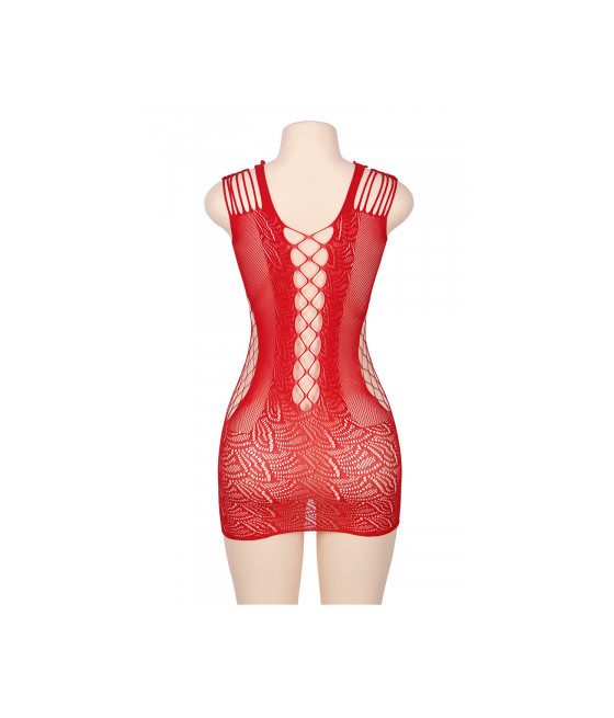 Robe rouge moulante ajourée filet Paris Hollywood