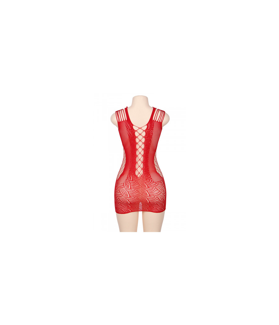 Robe rouge moulante ajourée filet Paris Hollywood