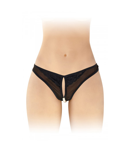 String ouvert avec perles Sophie - noir