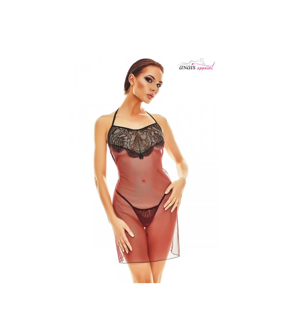 Robe lingerie rouge et noire Fantasme - Anaïs