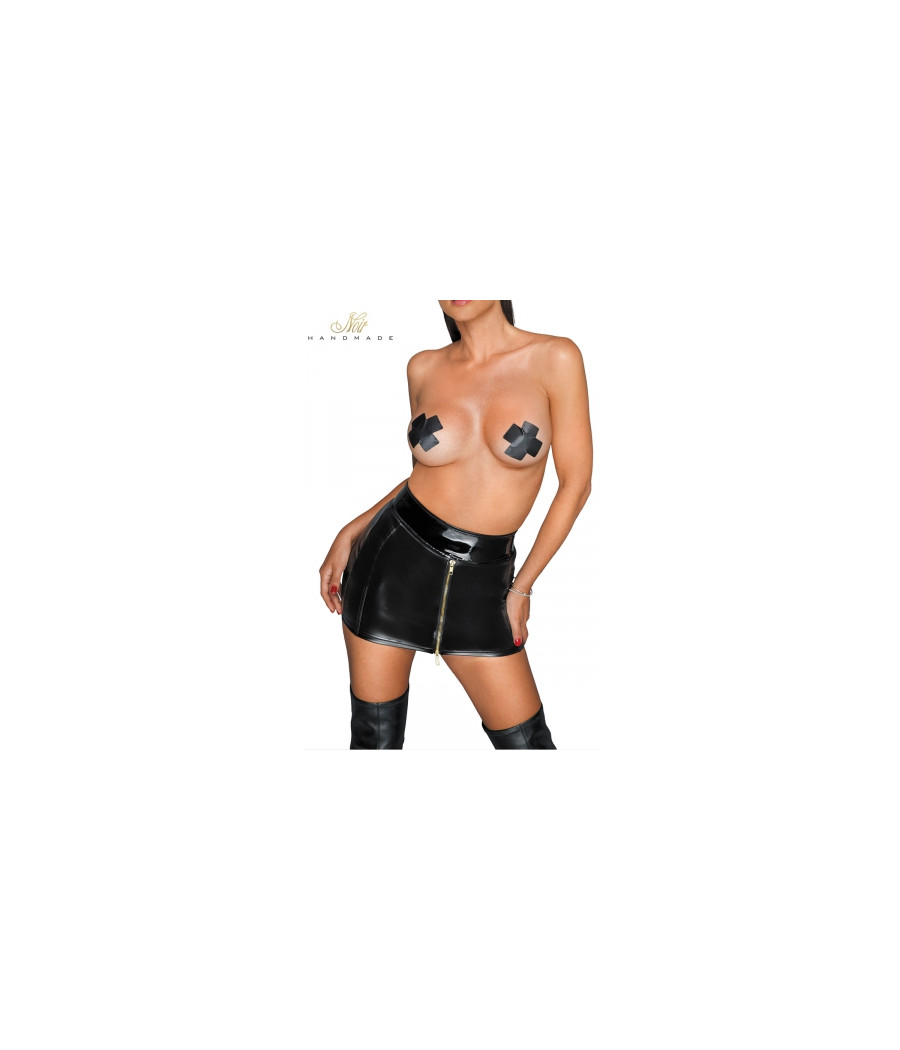 Mini jupe wetlook zippée F219