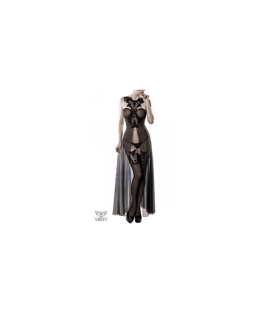 Set déshabillé tulle et dentelle 2 pièces - Grey Velvet Set déshabillé tulle et dentelle 2 pièces - Grey Velvet