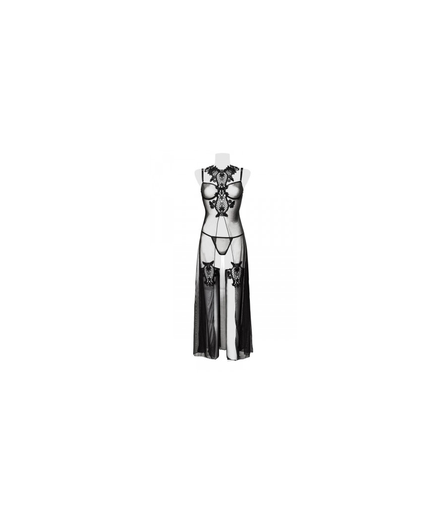 Set déshabillé tulle et dentelle 2 pièces - Grey Velvet