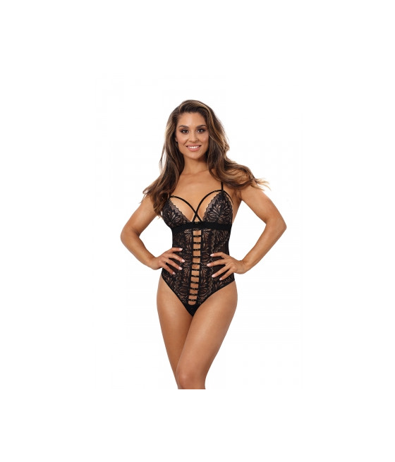 Body string tulle et dentelle noir V-10100 - Axami