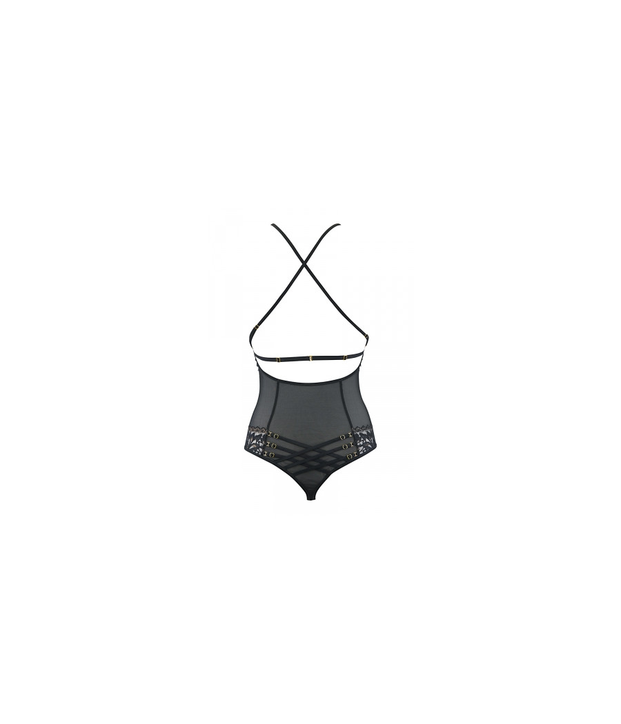 Body string tulle et dentelle noir V-10100 - Axami