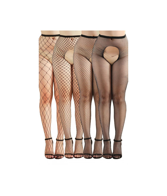 Pack 4 collants ouverts résille