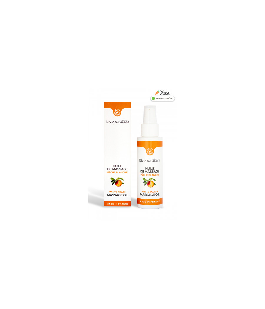 Huile de massage gourmande BIO pêche blanche Huile de massage gourmande BIO pêche blanche