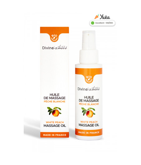 Huile de massage gourmande BIO pêche blanche