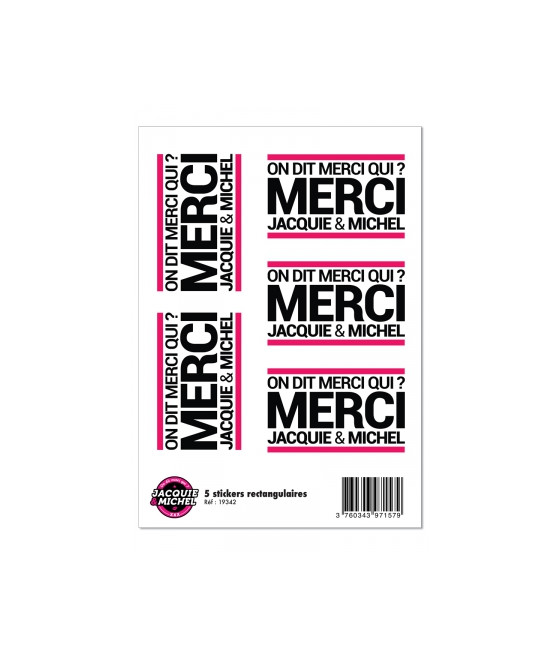 5 stickers J&M blanc logo rectangle