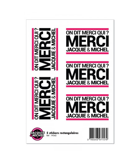 5 stickers J&M blanc logo rectangle