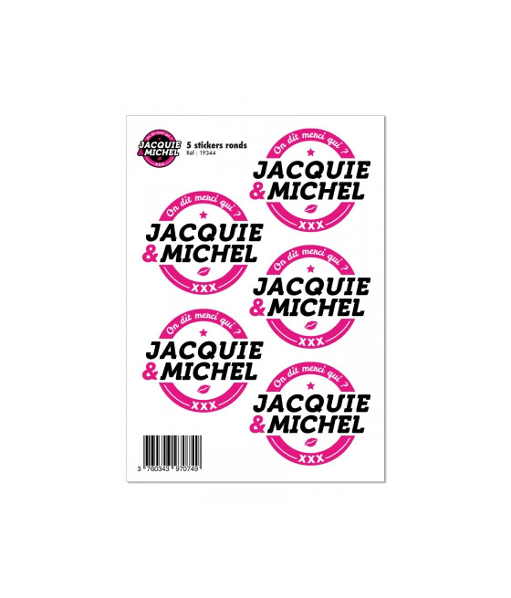 5 stickers J&M blanc logo rond