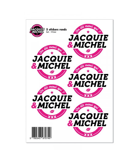 5 stickers J&M blanc logo rond