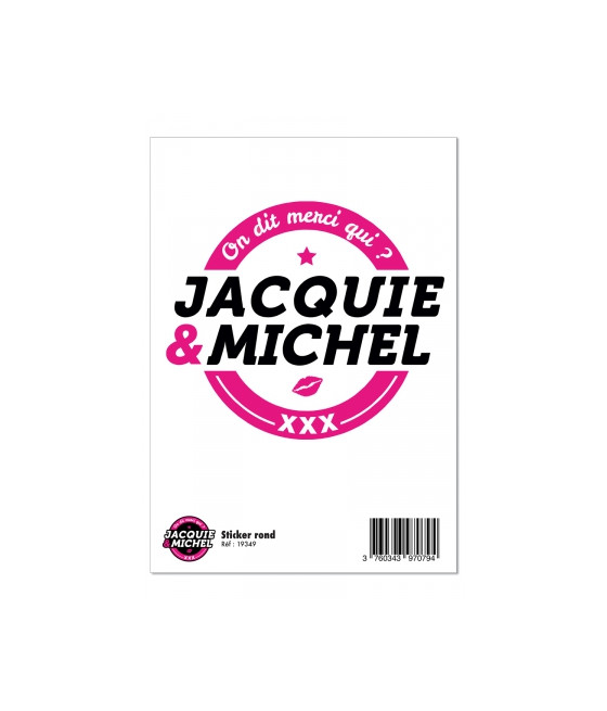 Grand sticker Jacquie & Michel rond blanc