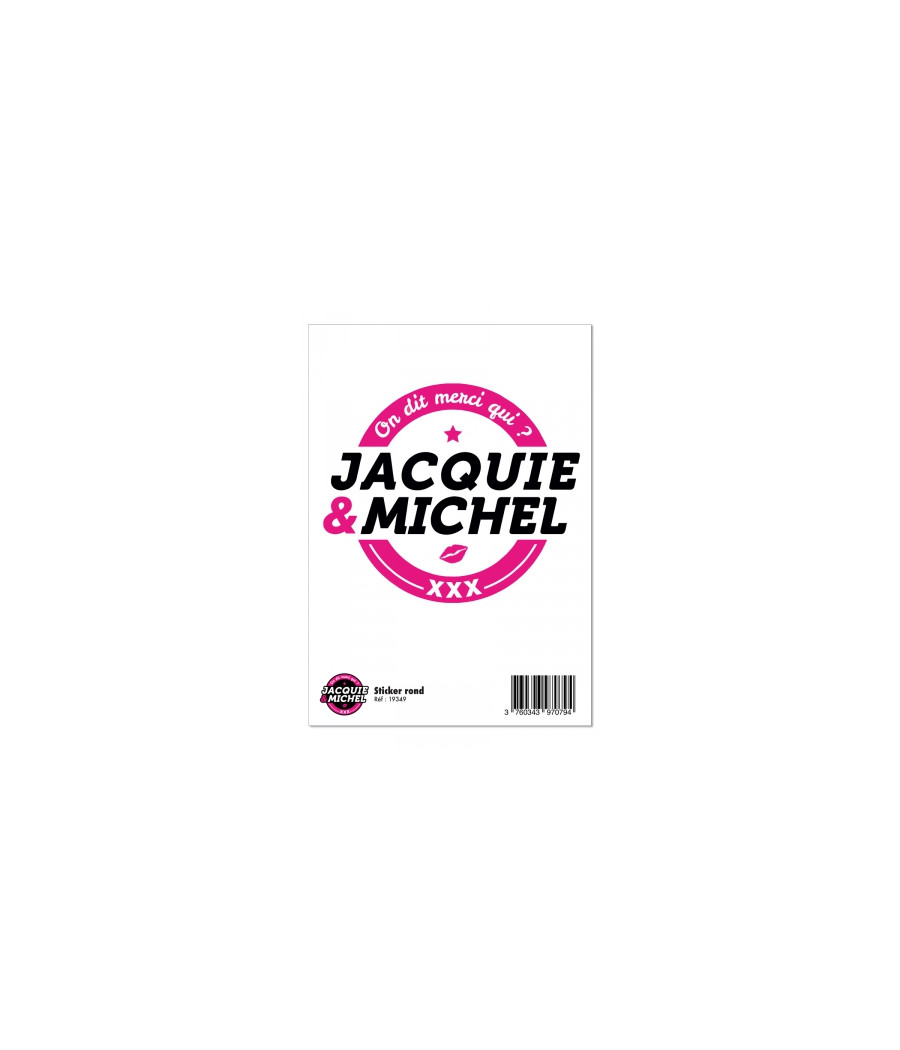 Grand sticker Jacquie & Michel rond blanc Grand sticker Jacquie & Michel rond blanc