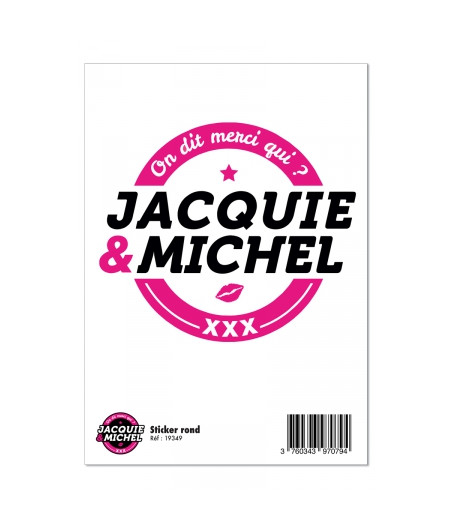 Grand sticker Jacquie & Michel rond blanc