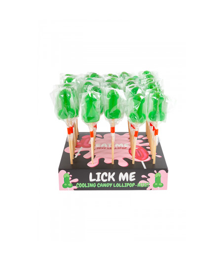 Présentoir de 40 sucettes pénis à la menthe avec effet rafraichissant