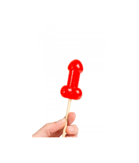 Sucette pénis à la cerise avec effet chauffant épicé