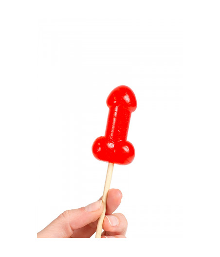 Sucette pénis à la cerise avec effet chauffant épicé