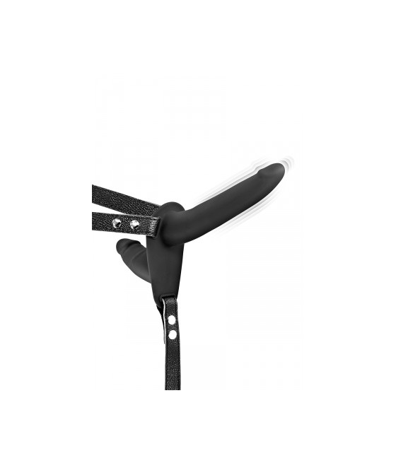 Double gode ceinture noir vibrant - Fetish Tentation