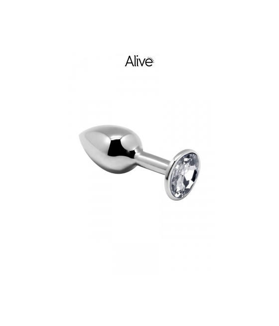 Plug métal bijou transparent L - Alive