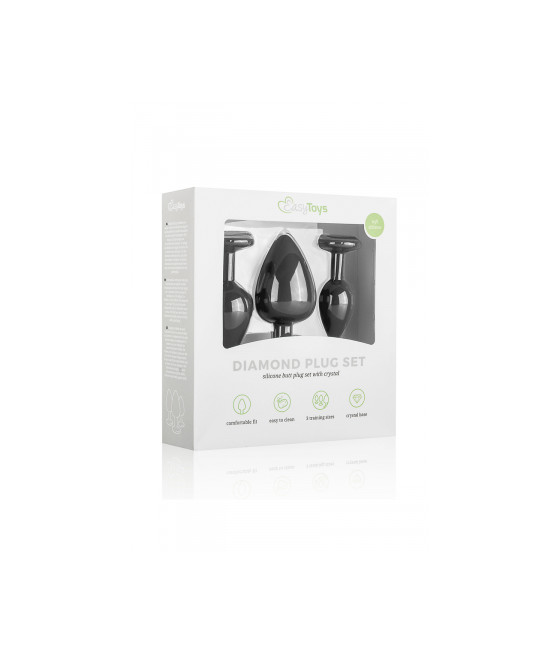 Kit entrainement 3 Butt plugs noir - Easy Toys