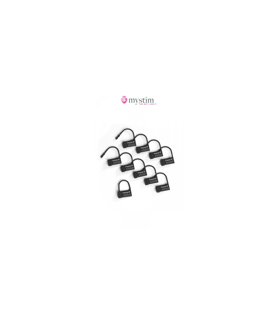 Scellés plastiques pour cage Pubic Enemy - Mystim Scellés plastiques pour cage Pubic Enemy - Mystim