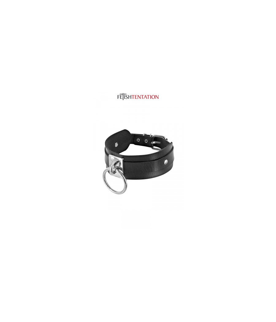 Collier BDSM large avec anneau - Fetish Tentation Collier BDSM large avec anneau - Fetish Tentation