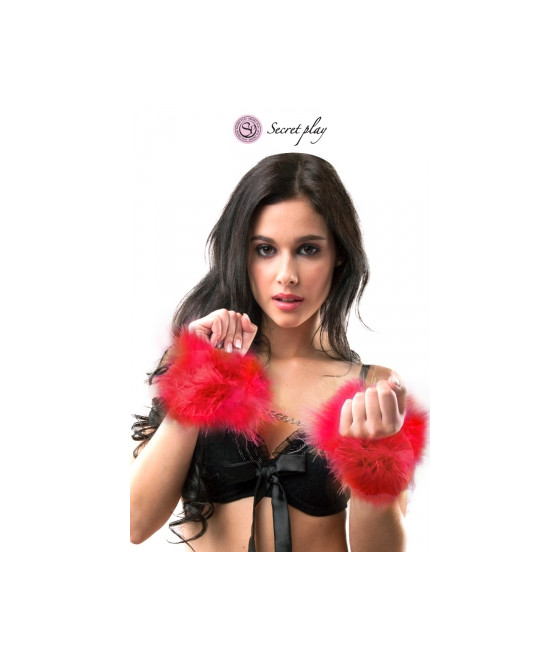 Menottes marabou rouge - Secret Play