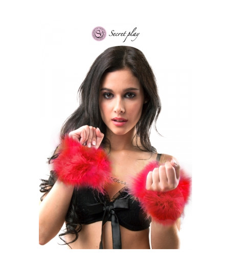Menottes marabou rouge - Secret Play