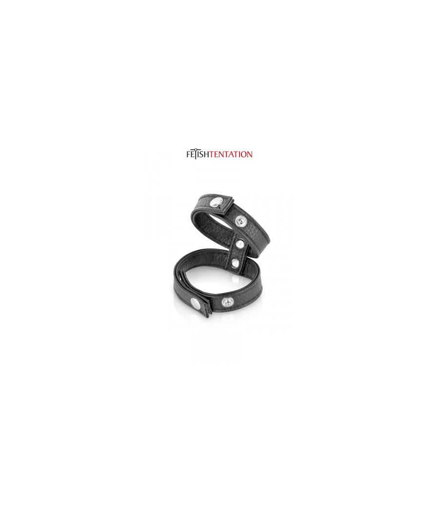 Double cockring simili cuir - Fetish Tentation Double cockring simili cuir - Fetish Tentation