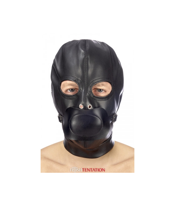 Cagoule BDSM simili cuir avec baillon amovible - Fetish Tentation