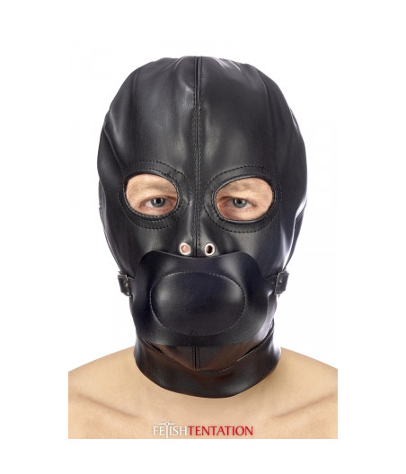 Cagoule BDSM simili cuir avec baillon amovible - Fetish Tentation