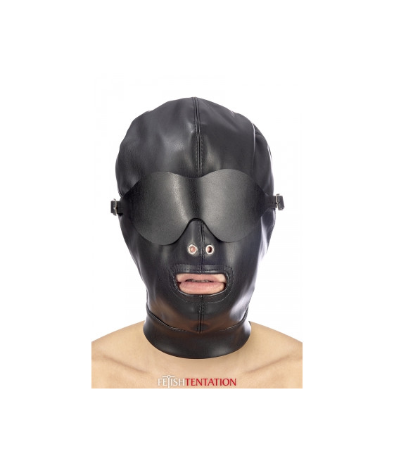 Cagoule simili cuir avec bandeau amovible - Fetish Tentation