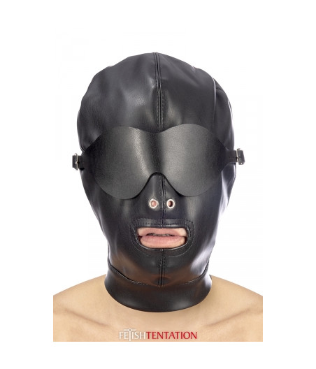Cagoule simili cuir avec bandeau amovible - Fetish Tentation