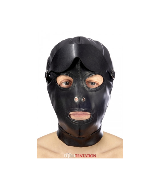 Cagoule simili cuir avec bandeau amovible - Fetish Tentation