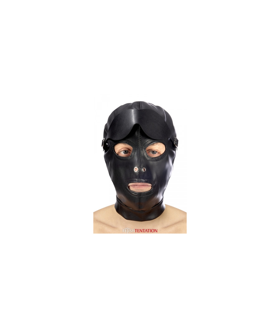 Cagoule simili cuir avec bandeau amovible - Fetish Tentation