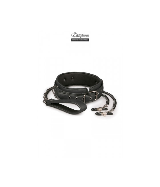 Collier cuir avec chaînes de seins - Easytoys Fetish Collection