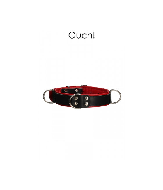 Collier Bondage Deluxe rouge et noir - Ouch!
