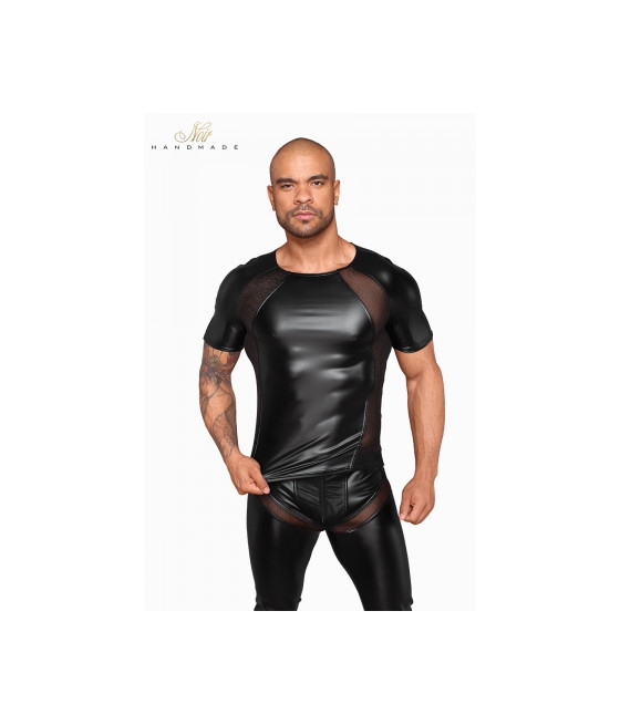 T-shirt wetlook et filet H056