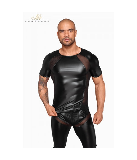 T-shirt wetlook et filet H056