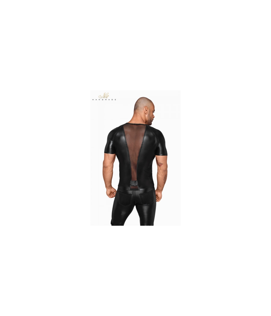 T-shirt wetlook et filet H056